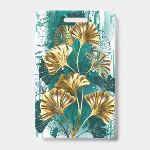 Branch with Golden Leaves Ginko Biloba Badge