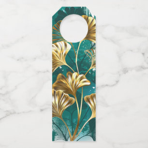 Branch with Golden Leaves Ginko Biloba Bottle Tag