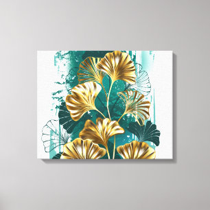 Branch with Golden Leaves Ginko Biloba Canvas Print