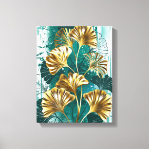 Branch with Golden Leaves Ginko Biloba Canvas Print