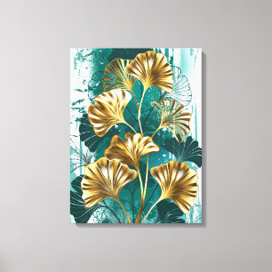 Branch with Golden Leaves Ginko Biloba Canvas Print