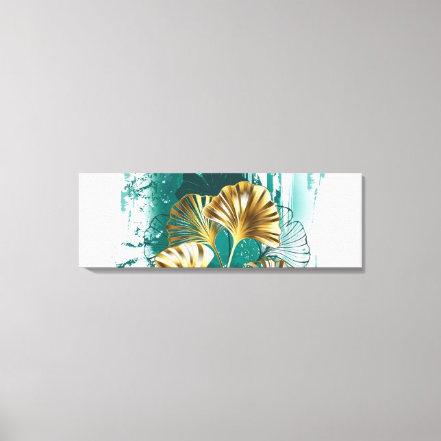 Branch with Golden Leaves Ginko Biloba Canvas Print (Front)