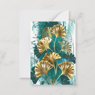 Branch with Golden Leaves Ginko Biloba Card