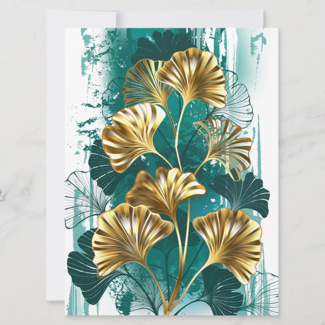 Branch with Golden Leaves Ginko Biloba Card (Front)