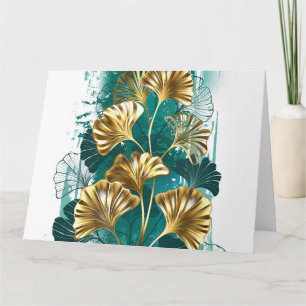 Branch with Golden Leaves Ginko Biloba Card