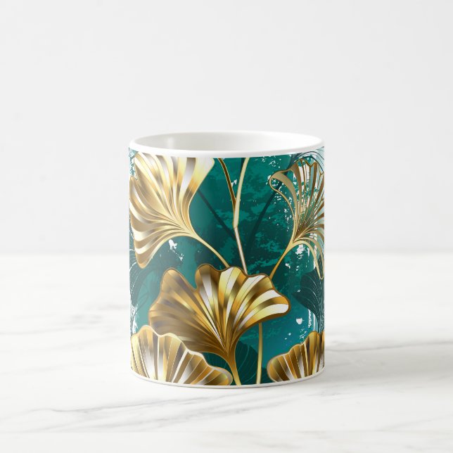 Branch with Golden Leaves Ginko Biloba Coffee Mug (Center)