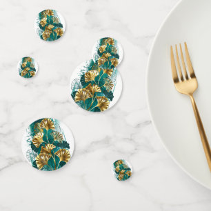 Branch with Golden Leaves Ginko Biloba Confetti