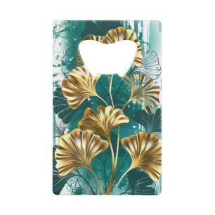 Branch with Golden Leaves Ginko Biloba Credit Card Bottle Opener