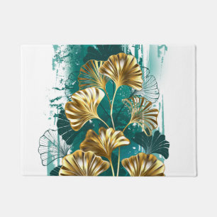 Branch with Golden Leaves Ginko Biloba Doormat