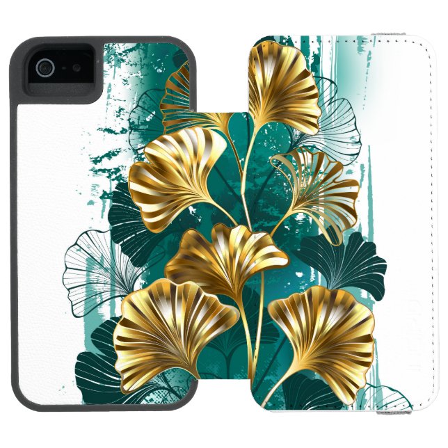 Branch with Golden Leaves Ginko Biloba Incipio iPhone Wallet Case (Folio Open)