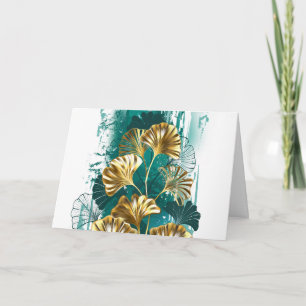 Branch with Golden Leaves Ginko Biloba Invitation