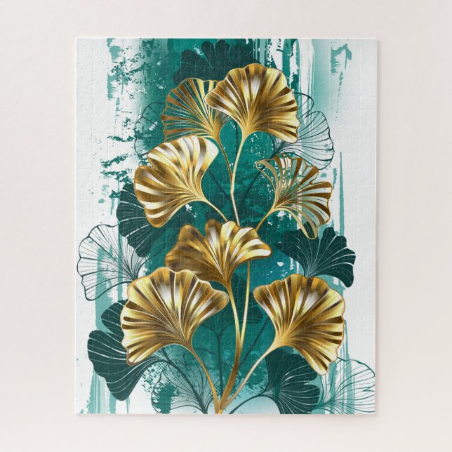 Branch with Golden Leaves Ginko Biloba Jigsaw Puzzle (Vertical)