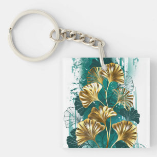 Branch with Golden Leaves Ginko Biloba Keychain