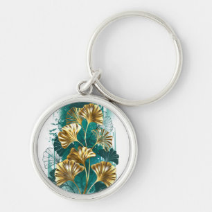 Branch with Golden Leaves Ginko Biloba Keychain
