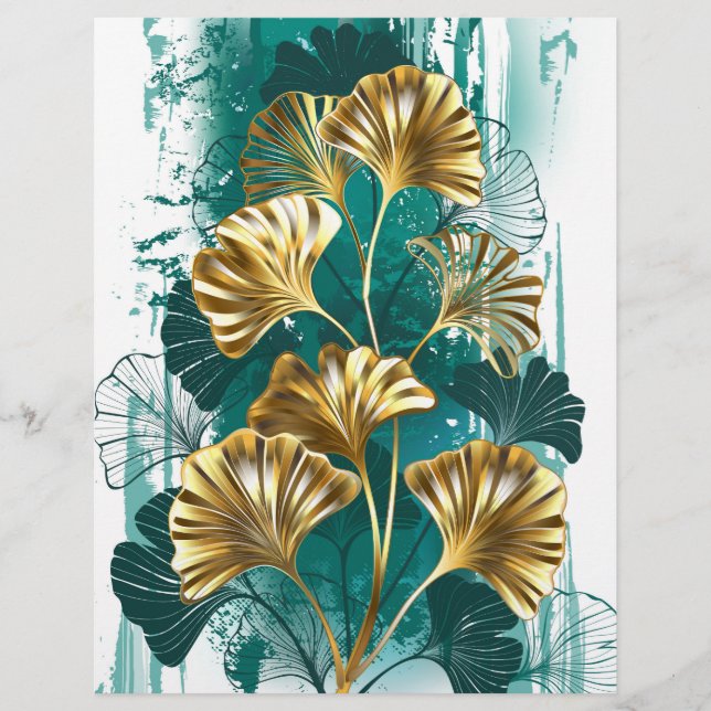 Branch with Golden Leaves Ginko Biloba Letterhead (Front)