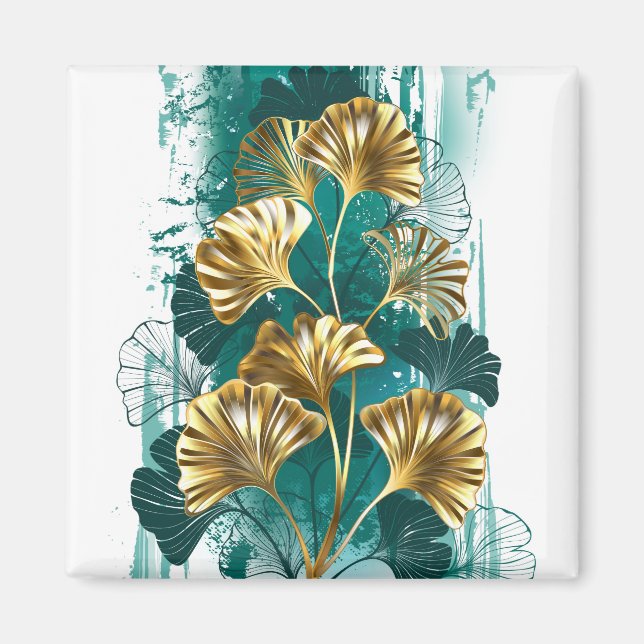 Branch with Golden Leaves Ginko Biloba Magnet (Front)