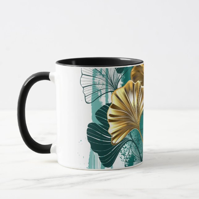 Branch with Golden Leaves Ginko Biloba Mug (Left)