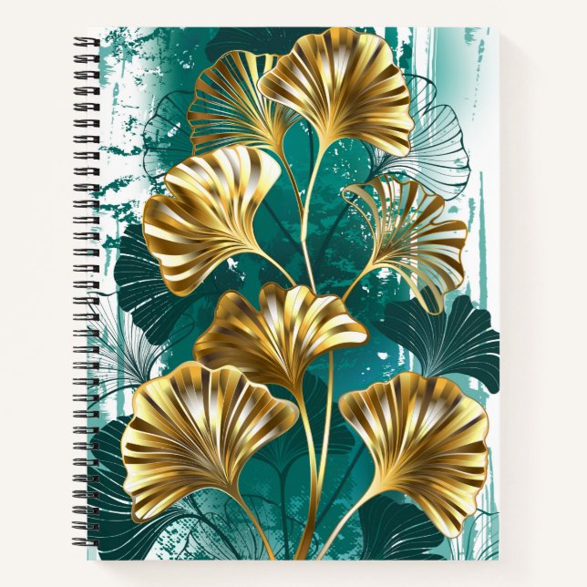 Branch with Golden Leaves Ginko Biloba Notebook (Front)