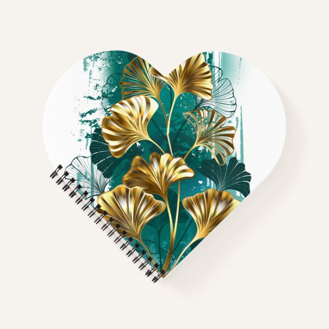 Branch with Golden Leaves Ginko Biloba Notebook (Front)