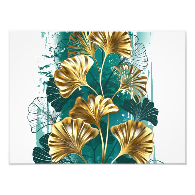 Branch with Golden Leaves Ginko Biloba Photo Print (Front)