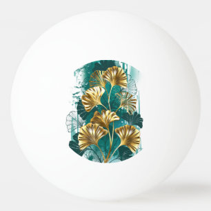 Branch with Golden Leaves Ginko Biloba Ping Pong Ball