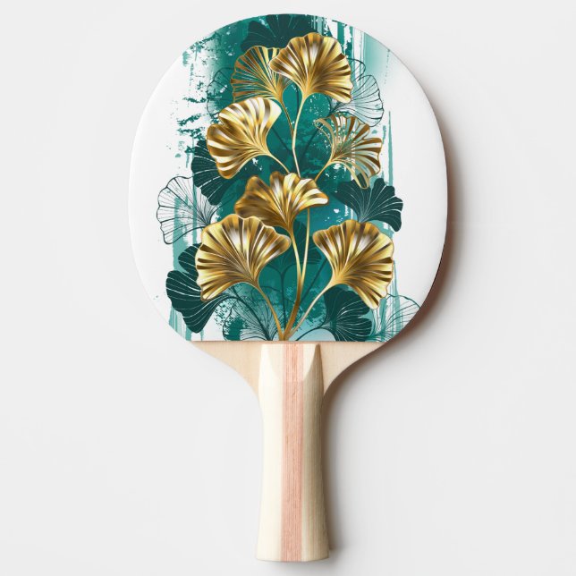 Branch with Golden Leaves Ginko Biloba Ping Pong Paddle (Front)