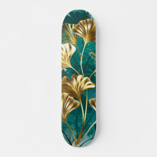 Branch with Golden Leaves Ginko Biloba Skateboard