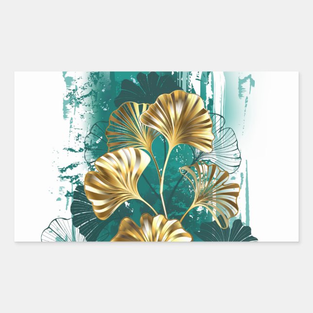 Branch with Golden Leaves Ginko Biloba Sticker (Front)