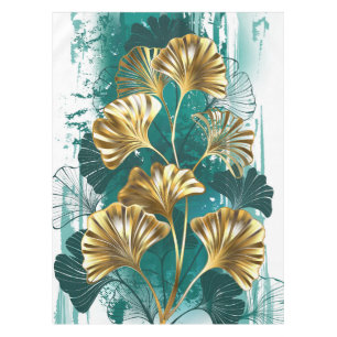 Branch with Golden Leaves Ginko Biloba Tablecloth