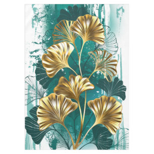 Branch with Golden Leaves Ginko Biloba Tablecloth
