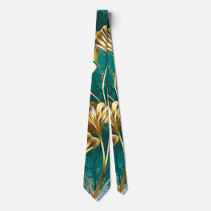 Branch with Golden Leaves Ginko Biloba Tie