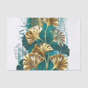 Branch with Golden Leaves Ginko Biloba Tissue Paper