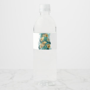 Branch with Golden Leaves Ginko Biloba Water Bottle Label