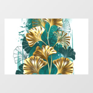 Branch with Golden Leaves Ginko Biloba Window Cling