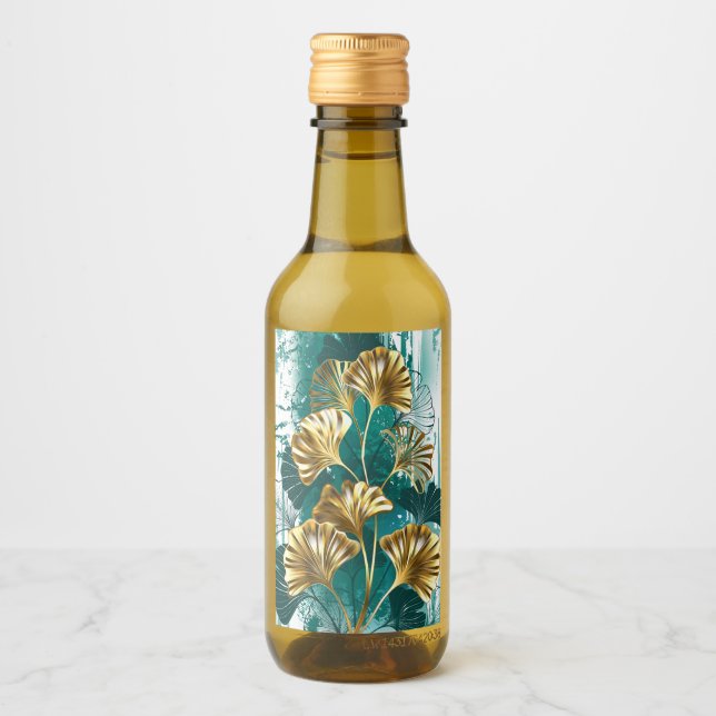 Branch with Golden Leaves Ginko Biloba Wine Label (Front)