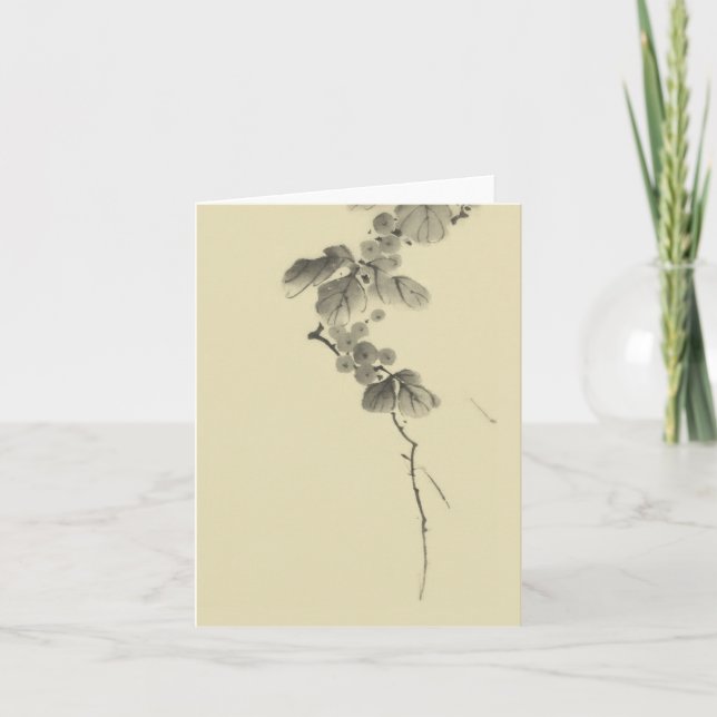 Branch with Leaves & Berries Hokusai Fine Art Card (Front)