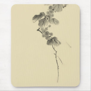 Branch with Leaves & Berries Hokusai Fine Art Mouse Pad