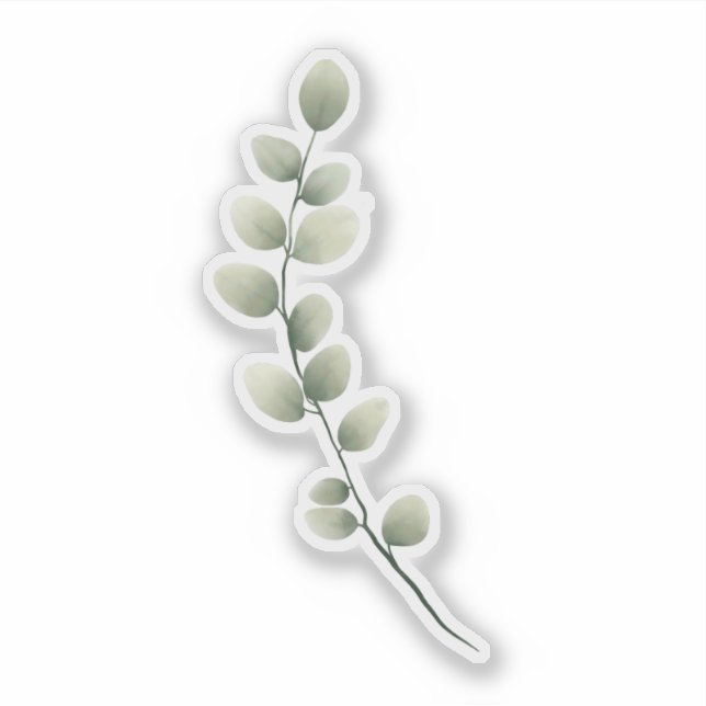 Branch with Light Green Leaves in Watercolor Style (Front)