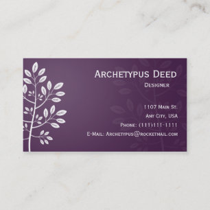 Branche blanche sur le carte de visite pourpre