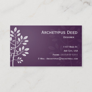 Branche blanche sur le carte de visite pourpre