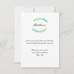 Branche Bleu Vert - Invitation de réception 3x5