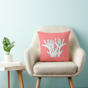 Branche de corail blanc Oreiller rose