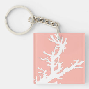 Branche de corail - blanc sur corail rose