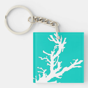 Branche de corail - blanc sur la turquoise