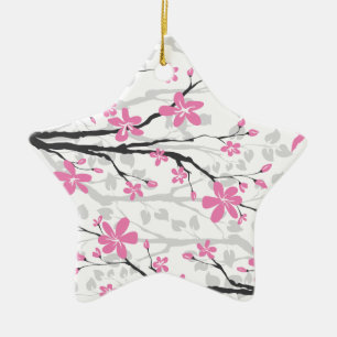 Branche de Magnolia et fleurs roses ornement perso