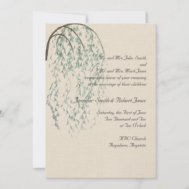 Branche de Willow en Faire-part de mariage Brown e (Devant)