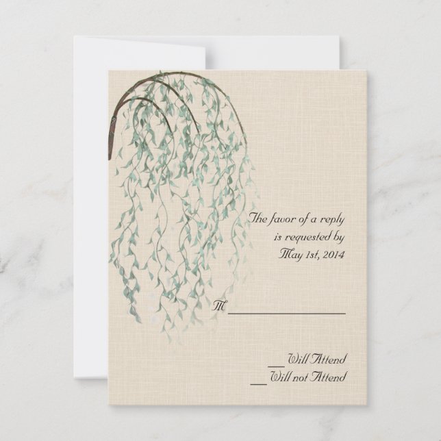 Branche de Willow sur carte de réponse Linen (Devant)