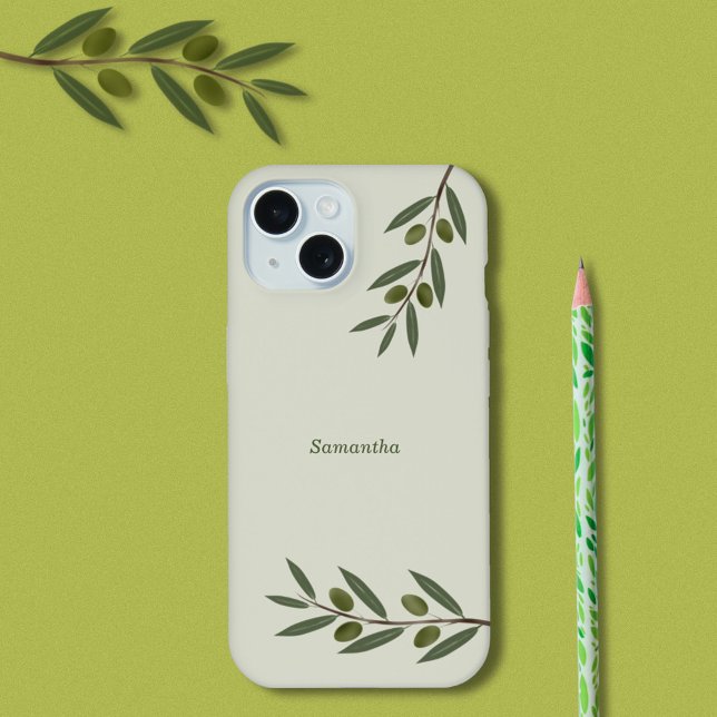 Branche d'olive aquarelle (Watercolor Olive Branch Phone Case)