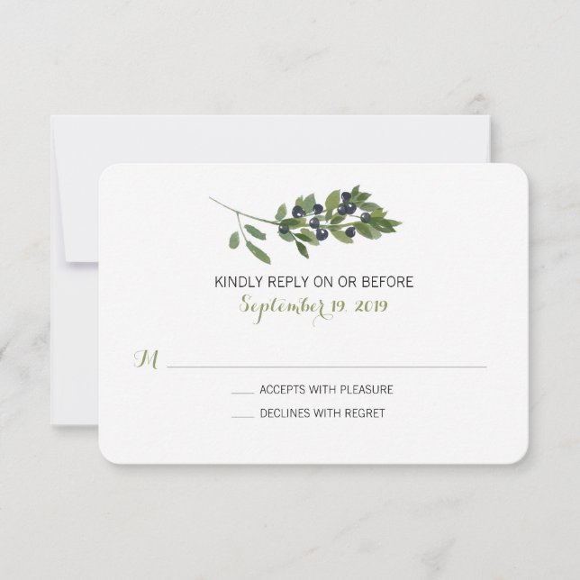 Branche d'olive aquarelle | Mariage RSVP (Devant)