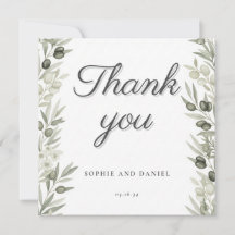 Branche d'olive rustique et Merci de Mariage flora
